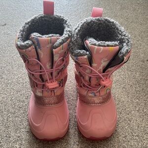 Pink Kids Boots with Unicorn Design